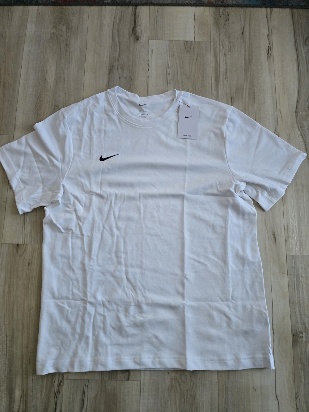 Nike White Short Sleeve Tee with Black Swoosh